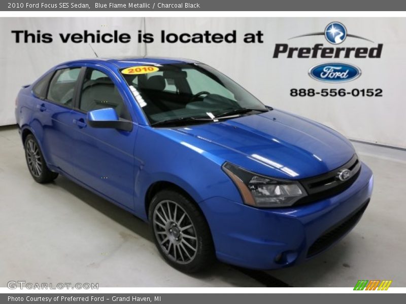 Blue Flame Metallic / Charcoal Black 2010 Ford Focus SES Sedan
