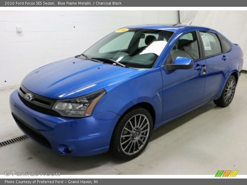 Blue Flame Metallic / Charcoal Black 2010 Ford Focus SES Sedan