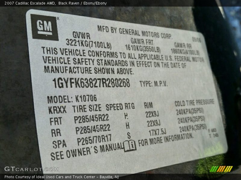 Black Raven / Ebony/Ebony 2007 Cadillac Escalade AWD
