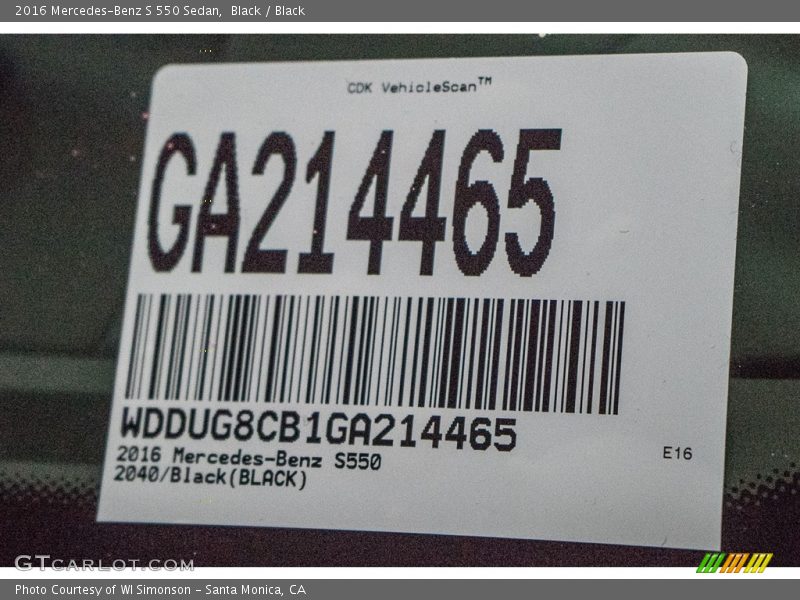 Black / Black 2016 Mercedes-Benz S 550 Sedan