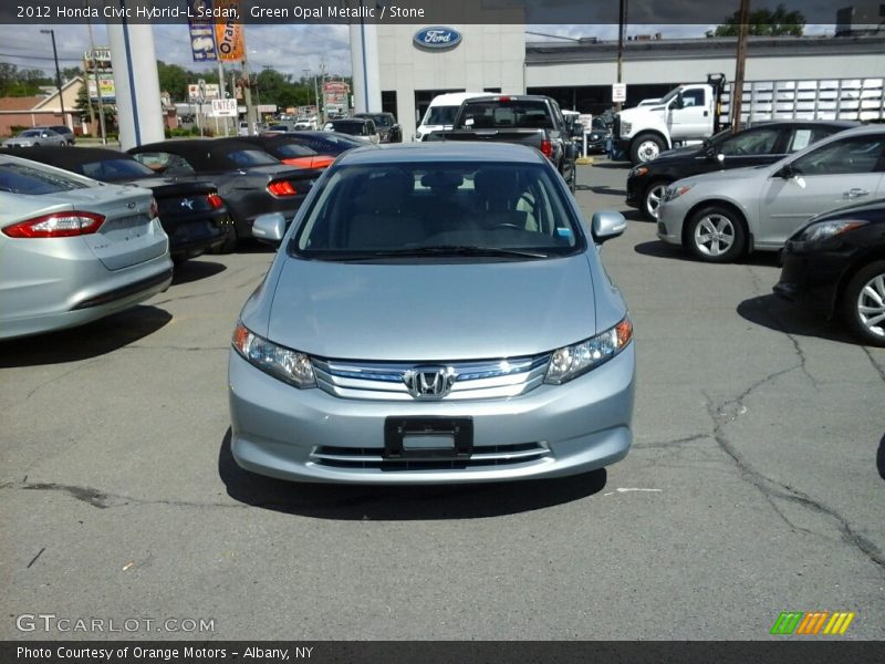 Green Opal Metallic / Stone 2012 Honda Civic Hybrid-L Sedan