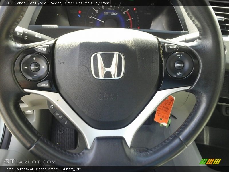 Green Opal Metallic / Stone 2012 Honda Civic Hybrid-L Sedan