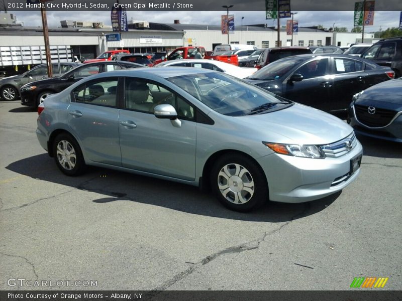 Green Opal Metallic / Stone 2012 Honda Civic Hybrid-L Sedan