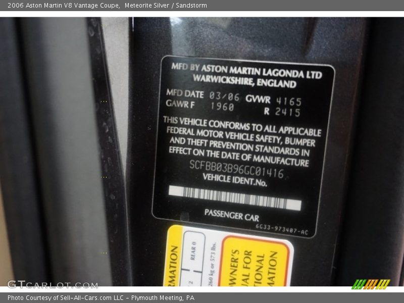 Meteorite Silver / Sandstorm 2006 Aston Martin V8 Vantage Coupe