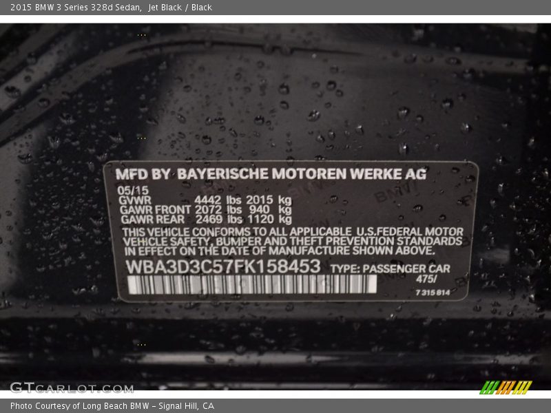 Jet Black / Black 2015 BMW 3 Series 328d Sedan