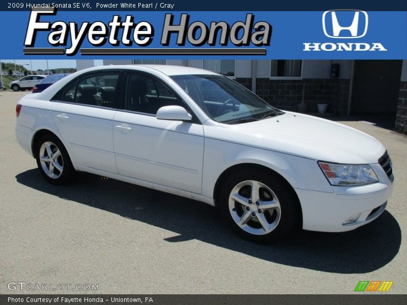 Powder White Pearl / Gray 2009 Hyundai Sonata SE V6