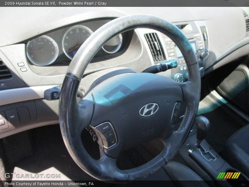Powder White Pearl / Gray 2009 Hyundai Sonata SE V6