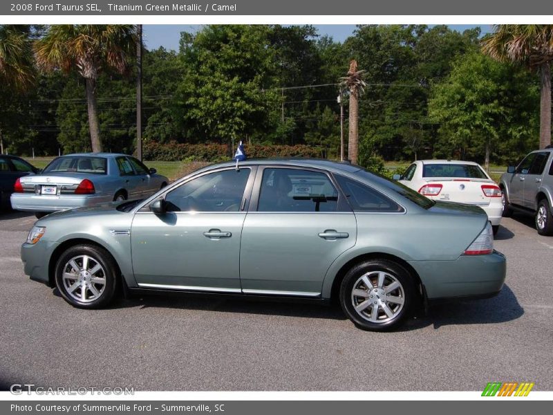 Titanium Green Metallic / Camel 2008 Ford Taurus SEL