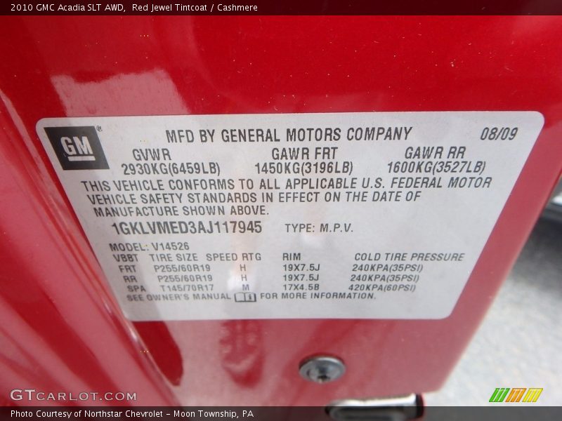 Red Jewel Tintcoat / Cashmere 2010 GMC Acadia SLT AWD