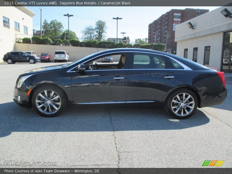 Sapphire Blue Metallic / Caramel/Jet Black 2013 Cadillac XTS Luxury AWD