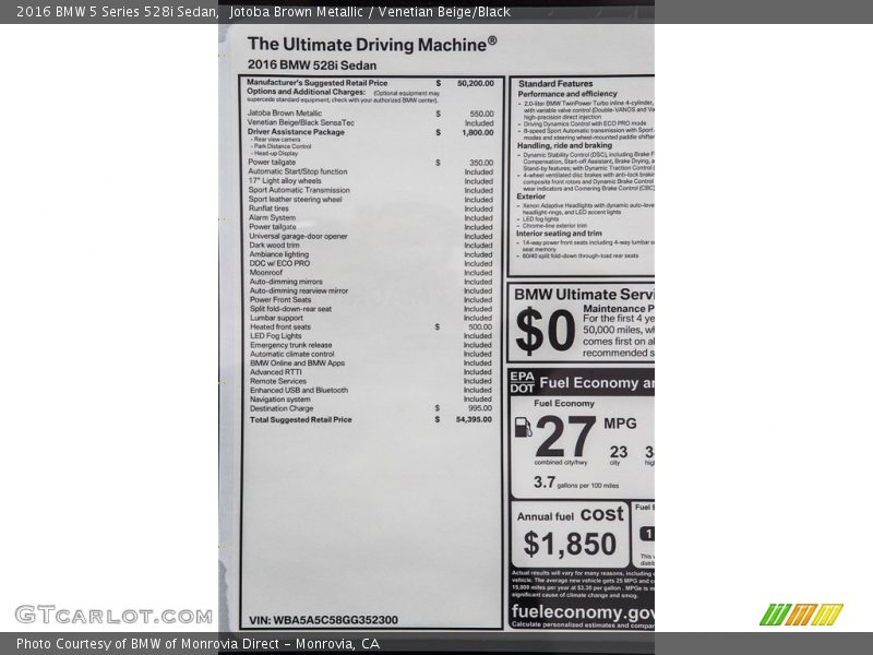 Jotoba Brown Metallic / Venetian Beige/Black 2016 BMW 5 Series 528i Sedan