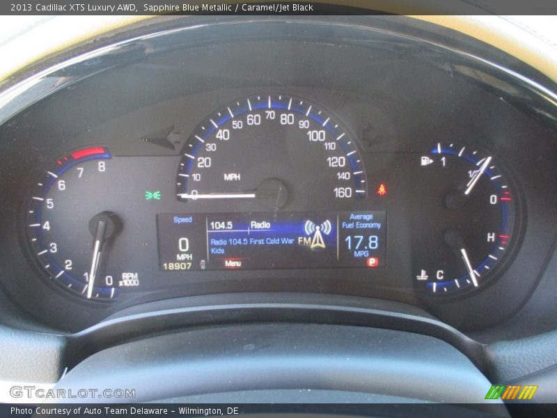 Sapphire Blue Metallic / Caramel/Jet Black 2013 Cadillac XTS Luxury AWD