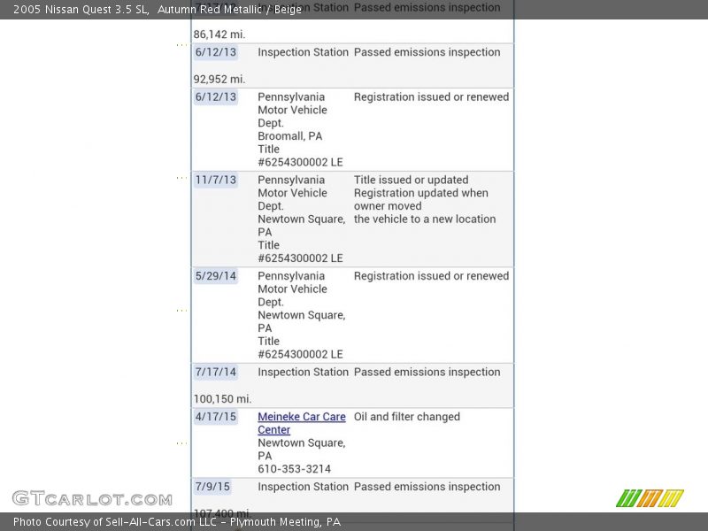 Autumn Red Metallic / Beige 2005 Nissan Quest 3.5 SL