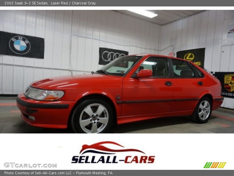 Laser Red / Charcoal Gray 2002 Saab 9-3 SE Sedan