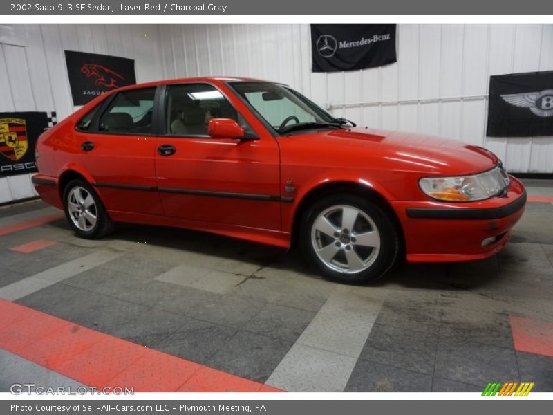 Laser Red / Charcoal Gray 2002 Saab 9-3 SE Sedan