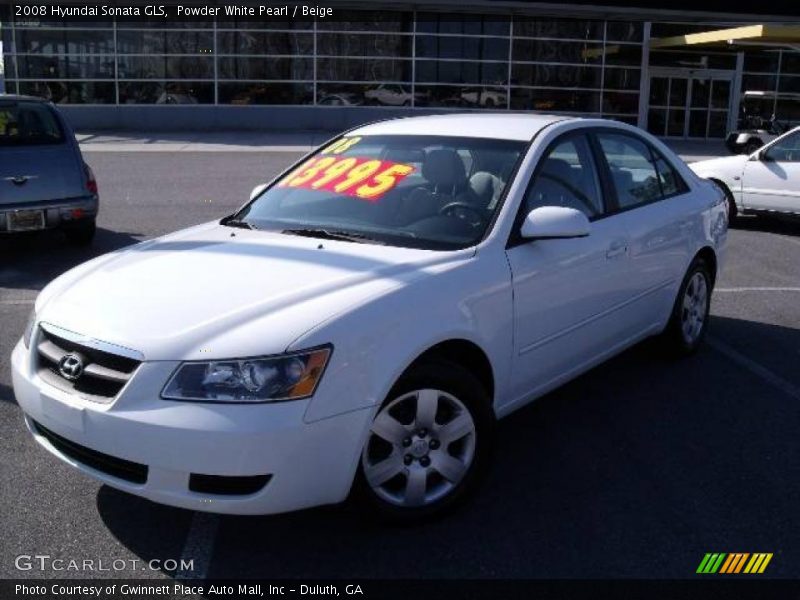Powder White Pearl / Beige 2008 Hyundai Sonata GLS