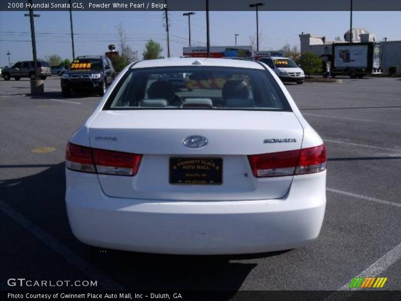 Powder White Pearl / Beige 2008 Hyundai Sonata GLS