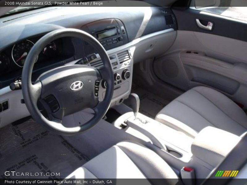 Powder White Pearl / Beige 2008 Hyundai Sonata GLS
