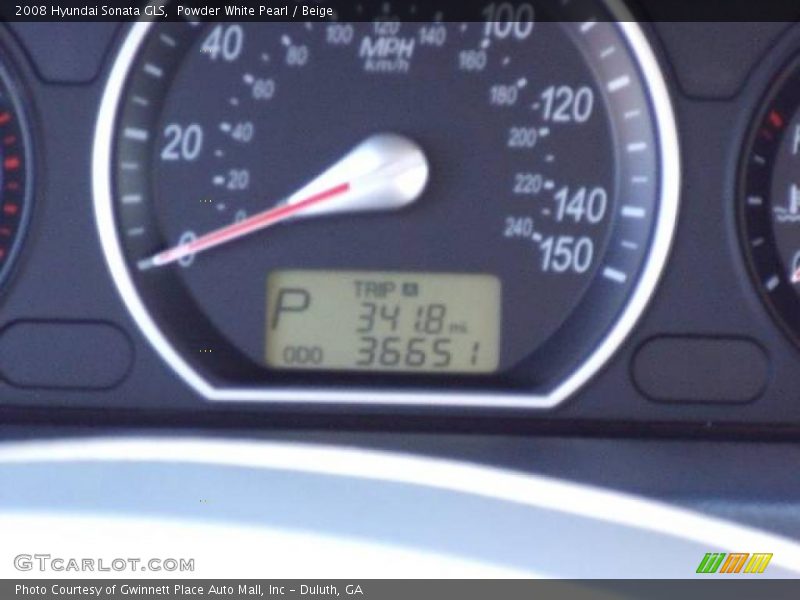Powder White Pearl / Beige 2008 Hyundai Sonata GLS