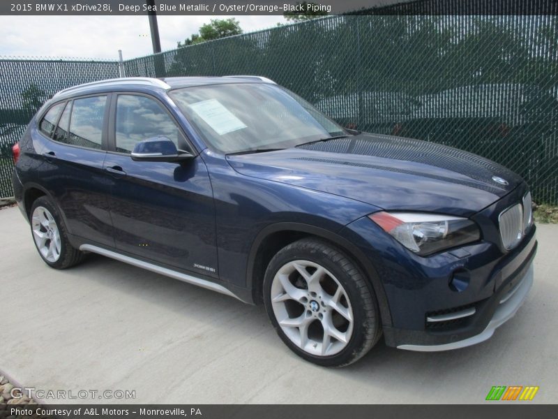 Deep Sea Blue Metallic / Oyster/Orange-Black Piping 2015 BMW X1 xDrive28i