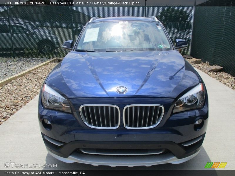 Deep Sea Blue Metallic / Oyster/Orange-Black Piping 2015 BMW X1 xDrive28i