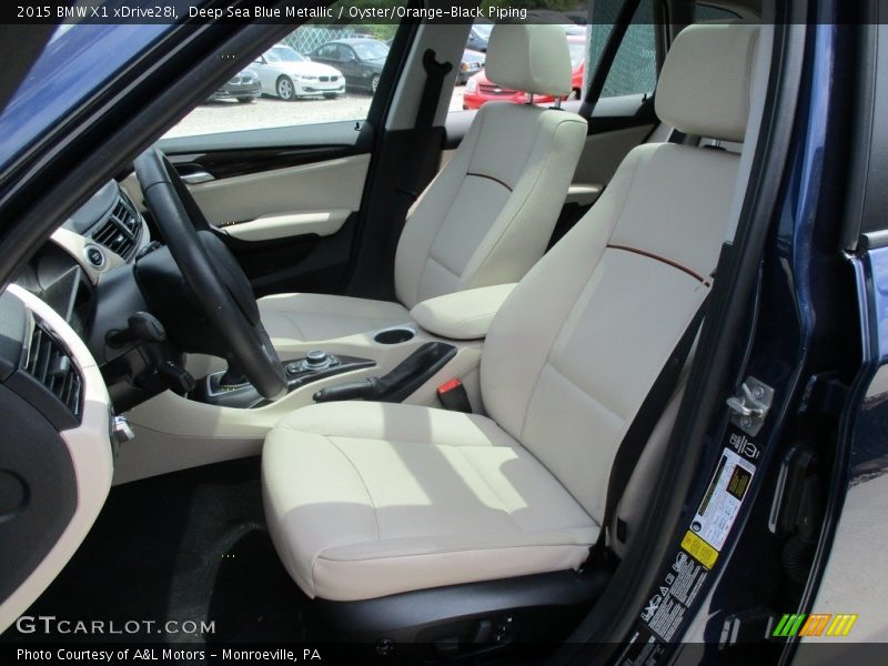 Deep Sea Blue Metallic / Oyster/Orange-Black Piping 2015 BMW X1 xDrive28i