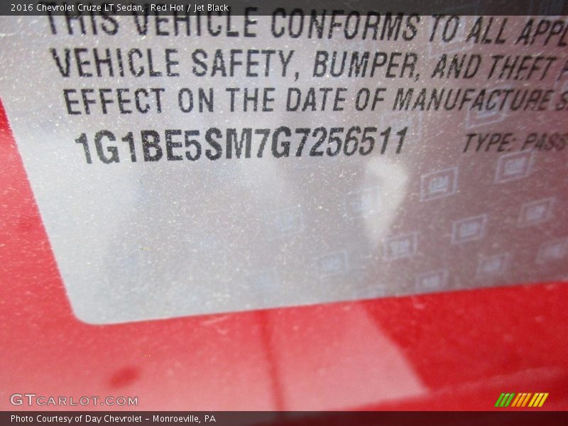 Red Hot / Jet Black 2016 Chevrolet Cruze LT Sedan