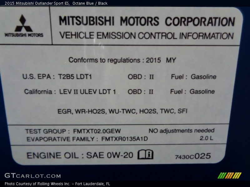 Octane Blue / Black 2015 Mitsubishi Outlander Sport ES