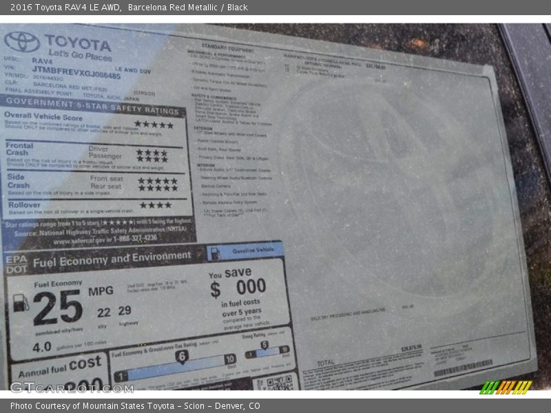 Barcelona Red Metallic / Black 2016 Toyota RAV4 LE AWD