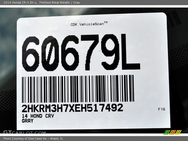 Polished Metal Metallic / Gray 2014 Honda CR-V EX-L