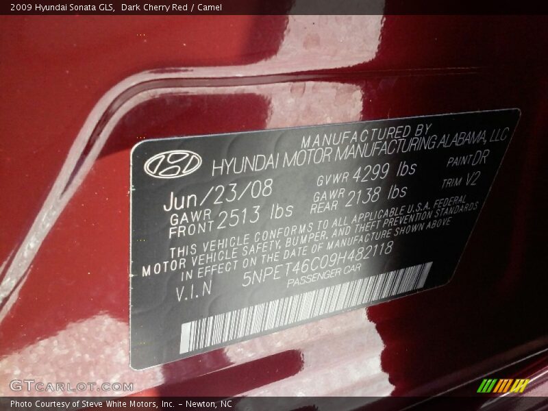 Dark Cherry Red / Camel 2009 Hyundai Sonata GLS