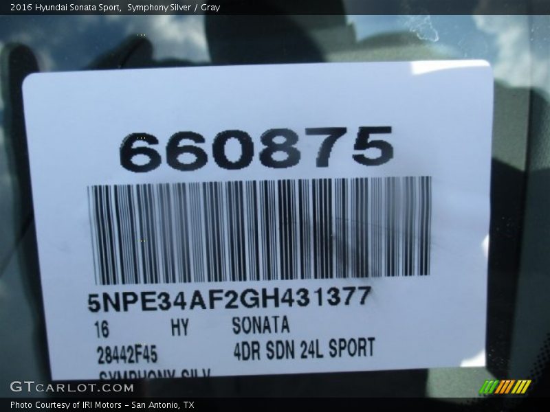 Symphony Silver / Gray 2016 Hyundai Sonata Sport