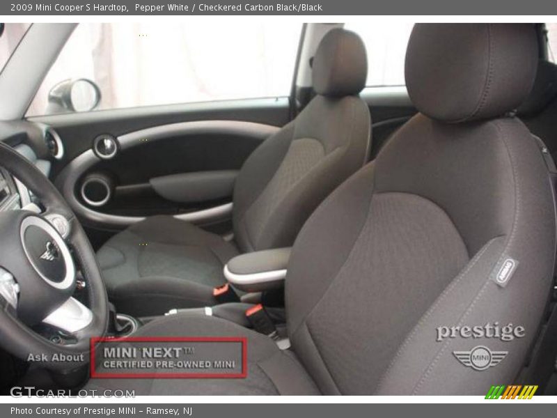 Pepper White / Checkered Carbon Black/Black 2009 Mini Cooper S Hardtop