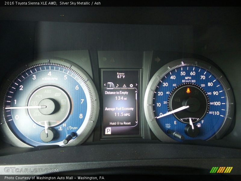 Silver Sky Metallic / Ash 2016 Toyota Sienna XLE AWD