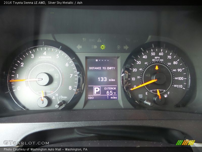 Silver Sky Metallic / Ash 2016 Toyota Sienna LE AWD