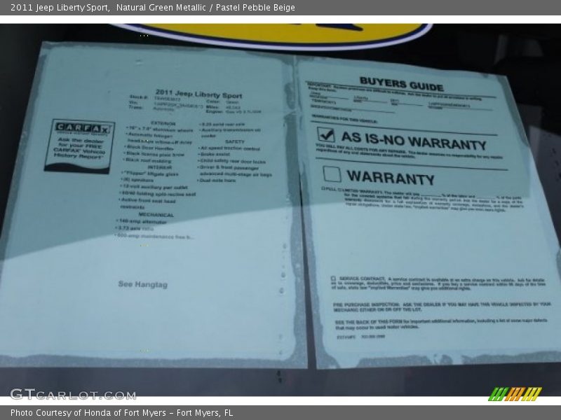 Natural Green Metallic / Pastel Pebble Beige 2011 Jeep Liberty Sport