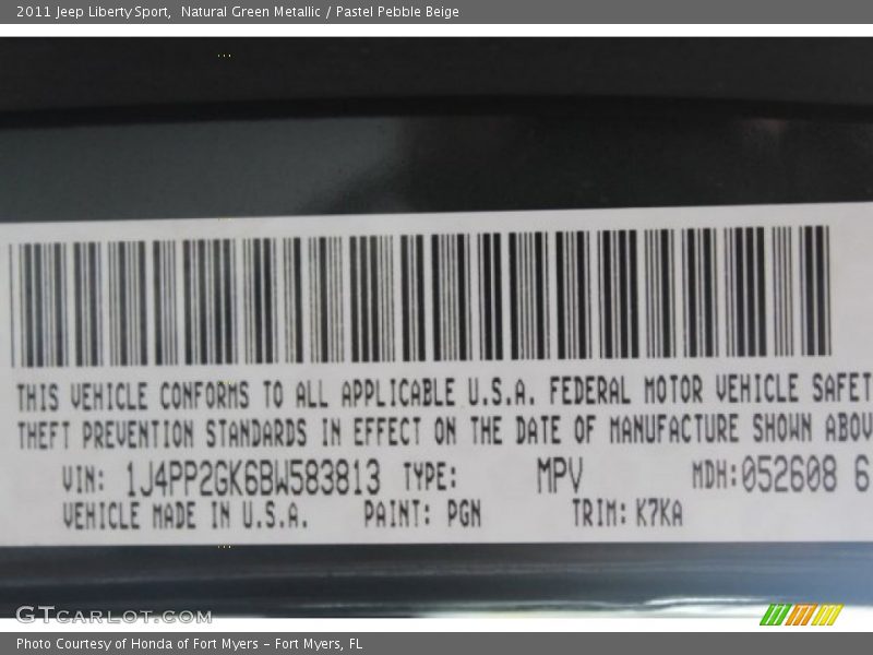 Natural Green Metallic / Pastel Pebble Beige 2011 Jeep Liberty Sport