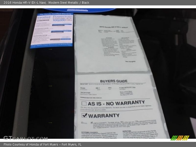 Modern Steel Metallic / Black 2016 Honda HR-V EX-L Navi