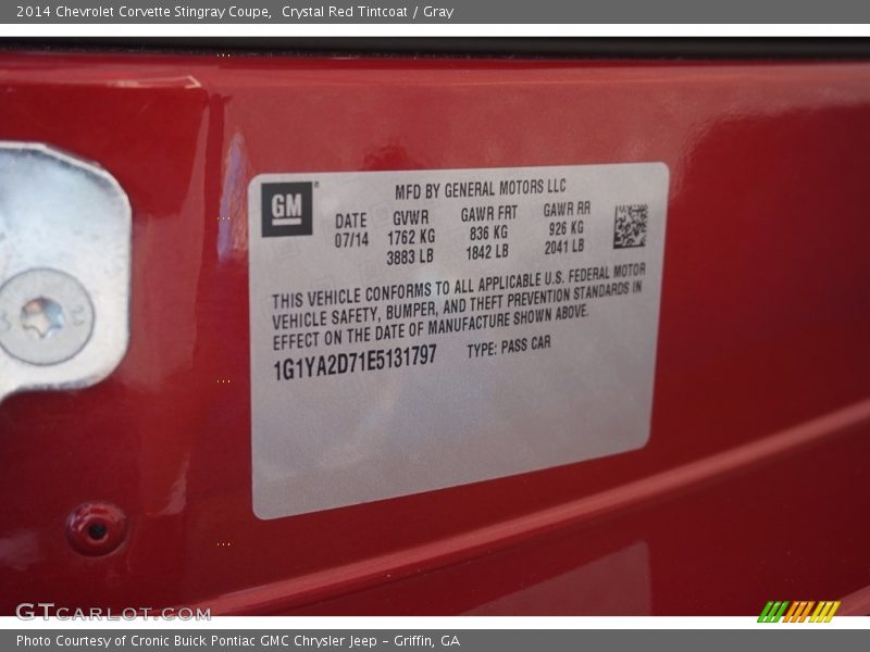 Crystal Red Tintcoat / Gray 2014 Chevrolet Corvette Stingray Coupe
