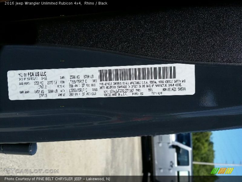 Rhino / Black 2016 Jeep Wrangler Unlimited Rubicon 4x4