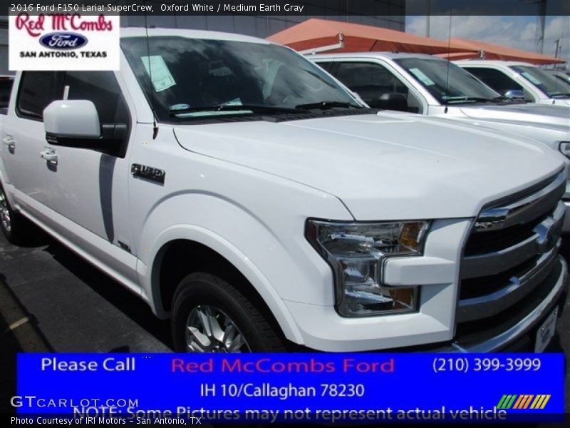 Oxford White / Medium Earth Gray 2016 Ford F150 Lariat SuperCrew