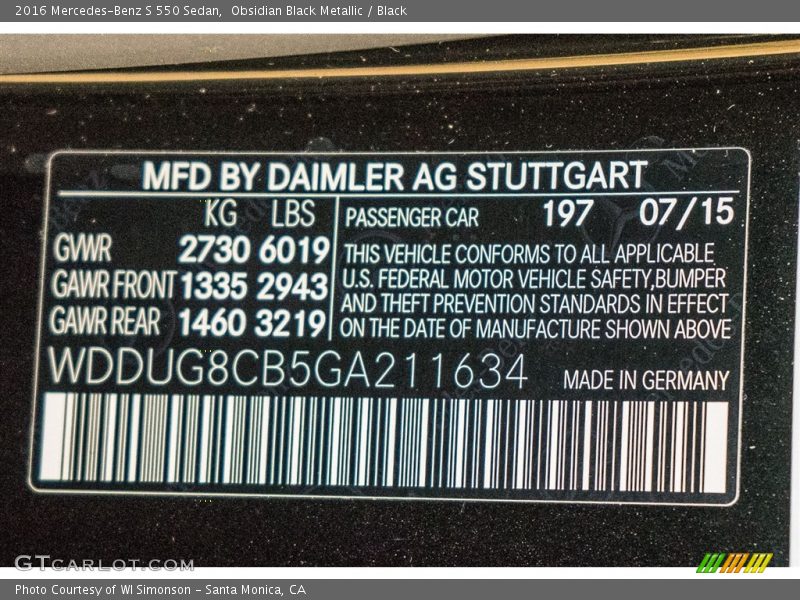 Obsidian Black Metallic / Black 2016 Mercedes-Benz S 550 Sedan