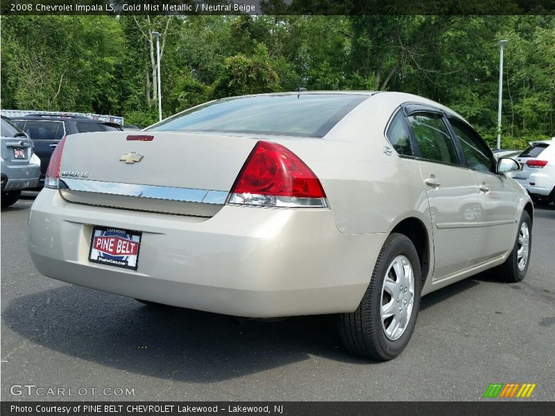 Gold Mist Metallic / Neutral Beige 2008 Chevrolet Impala LS