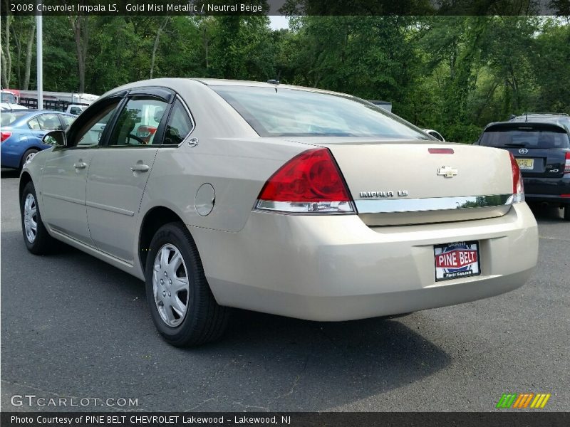 Gold Mist Metallic / Neutral Beige 2008 Chevrolet Impala LS