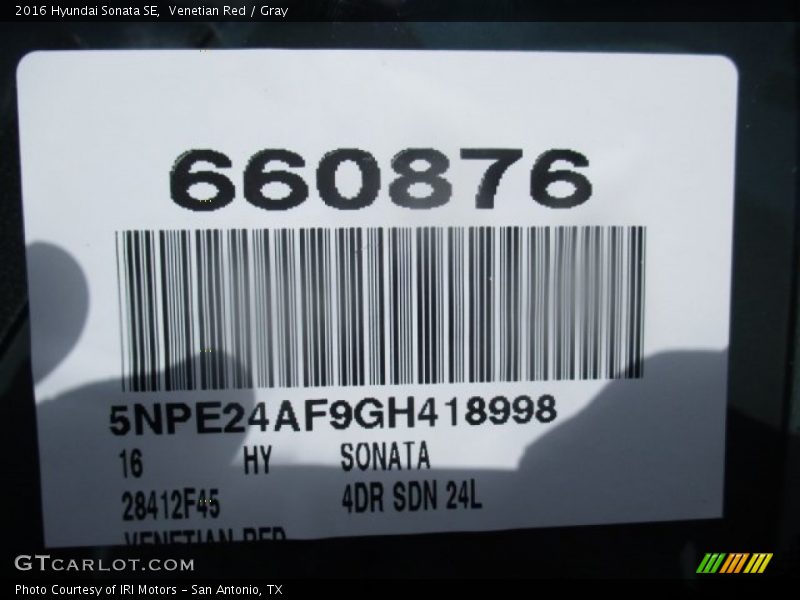 Venetian Red / Gray 2016 Hyundai Sonata SE