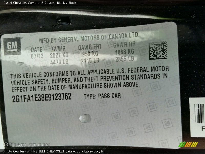 Black / Black 2014 Chevrolet Camaro LS Coupe
