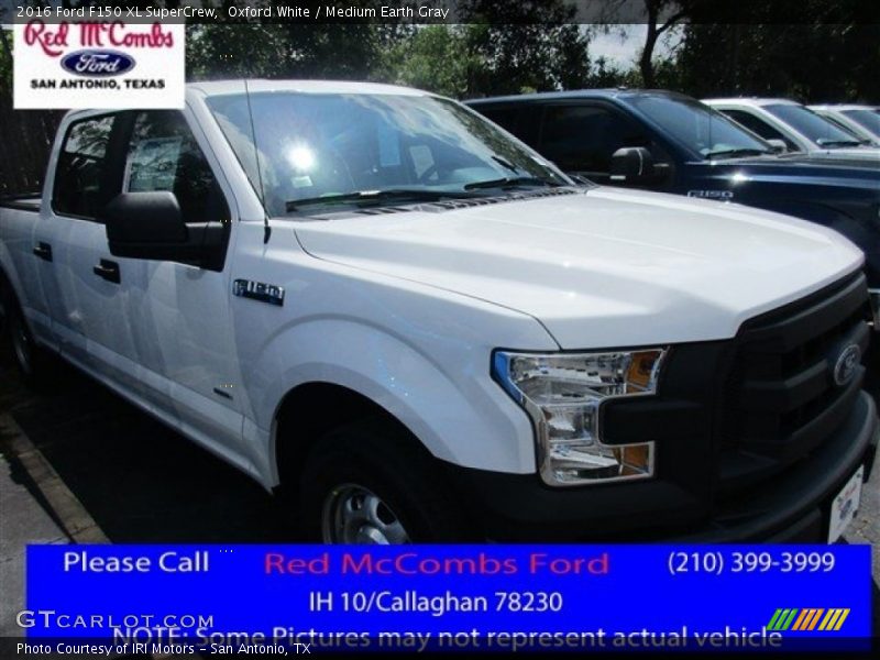 Oxford White / Medium Earth Gray 2016 Ford F150 XL SuperCrew