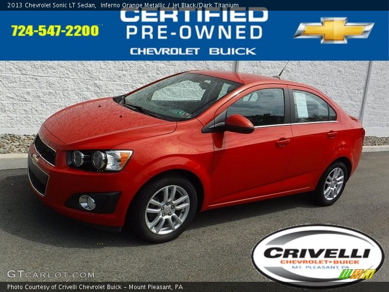 Inferno Orange Metallic / Jet Black/Dark Titanium 2013 Chevrolet Sonic LT Sedan