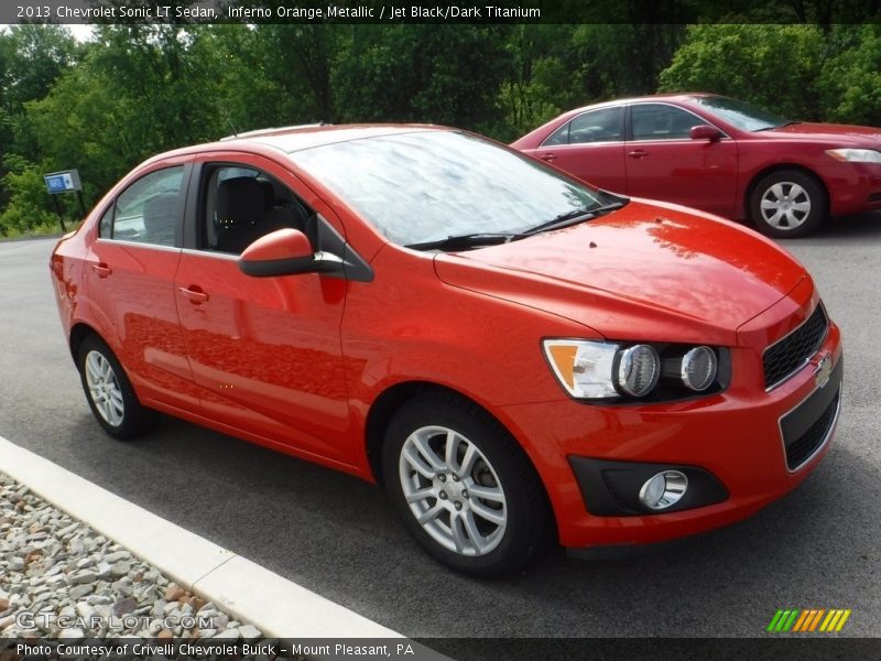 Inferno Orange Metallic / Jet Black/Dark Titanium 2013 Chevrolet Sonic LT Sedan