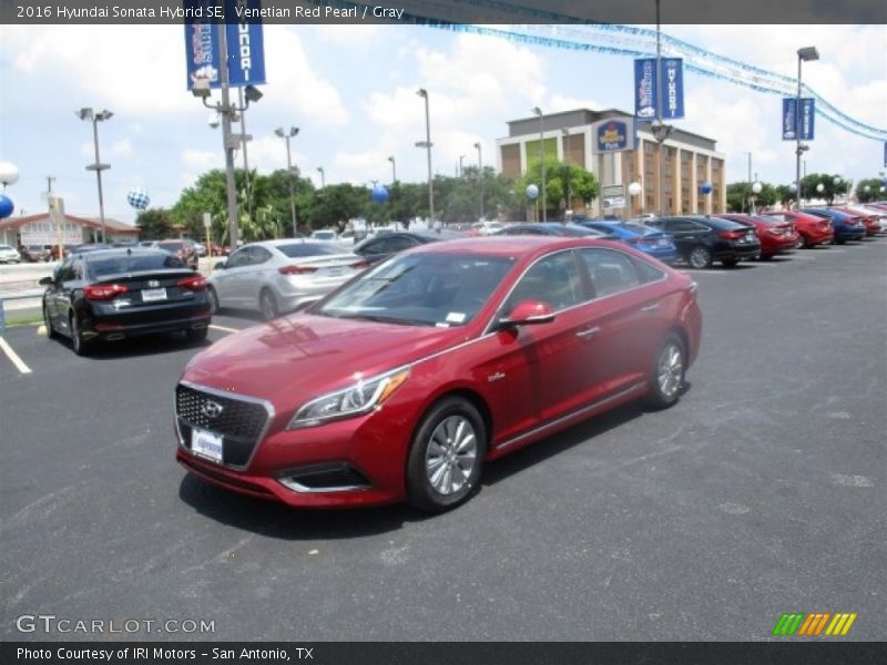 Venetian Red Pearl / Gray 2016 Hyundai Sonata Hybrid SE